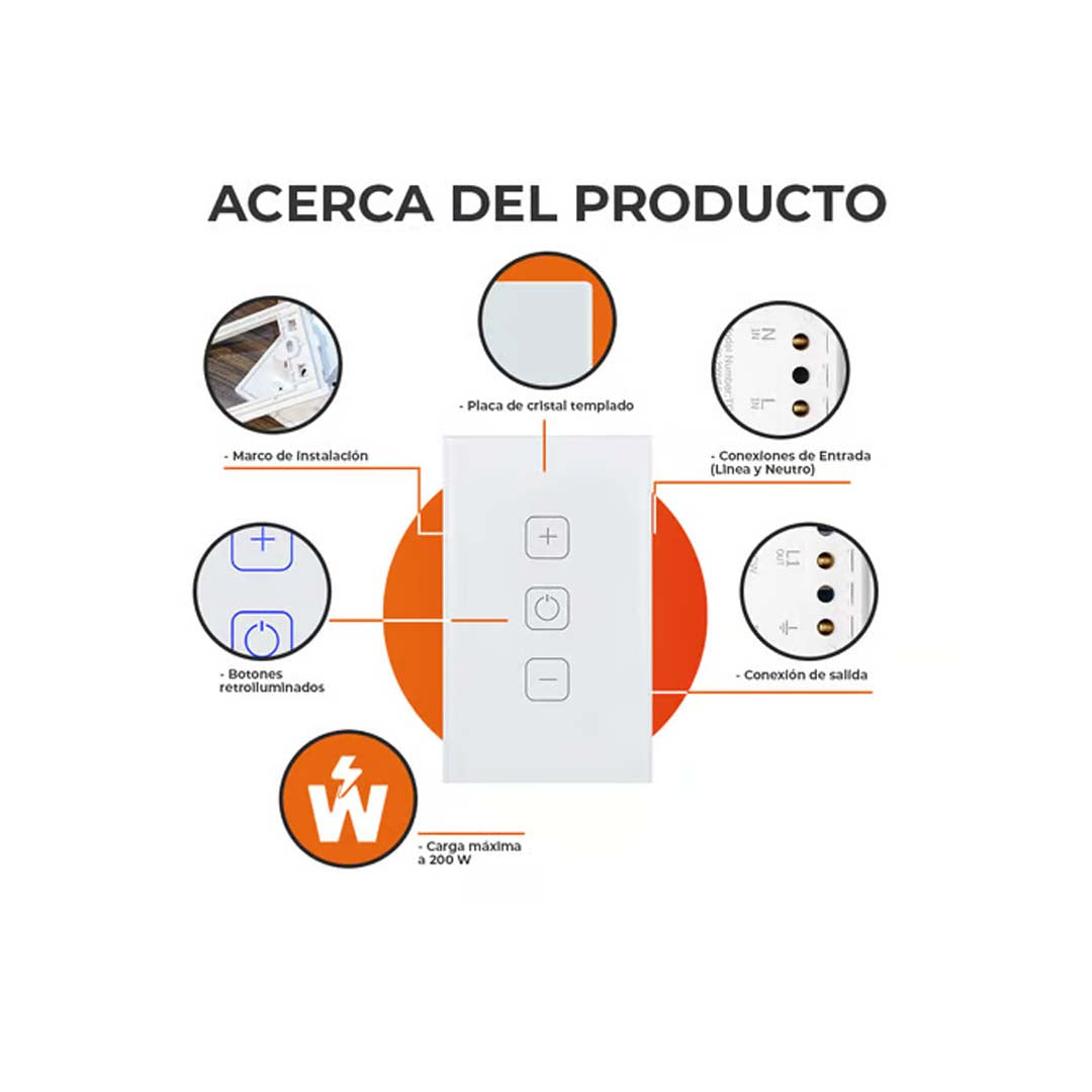 DIMMER 1C WIFI C/NEUTRO COLOR BLANCO