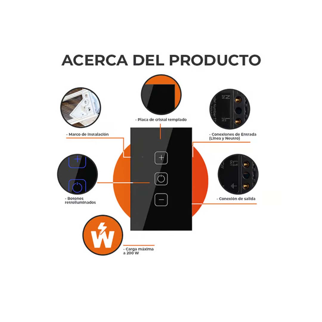 DIMMER 1C WIFI C/NEUTRO COLOR NEGRO