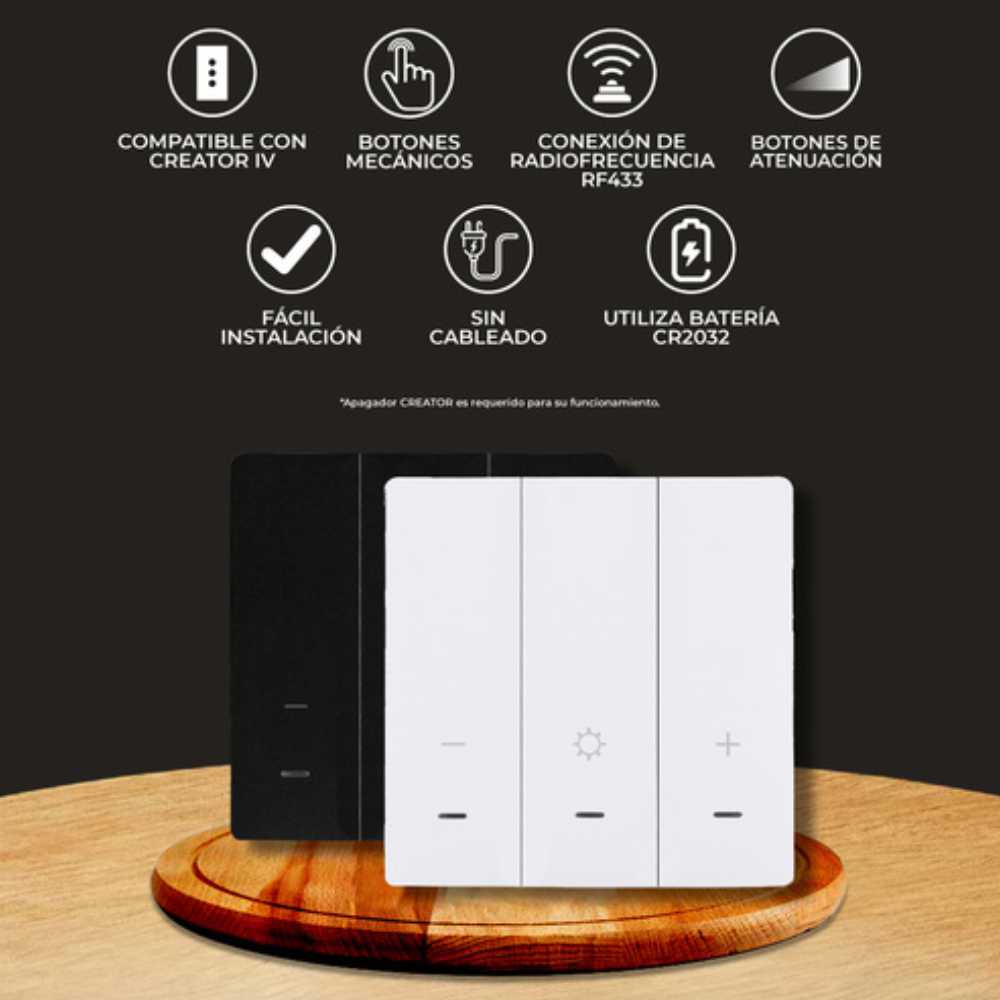 CONTROL SWITCH 3 INTERRUPTORES C/ATENUADOR S/P .6W 3VCD BLANCO