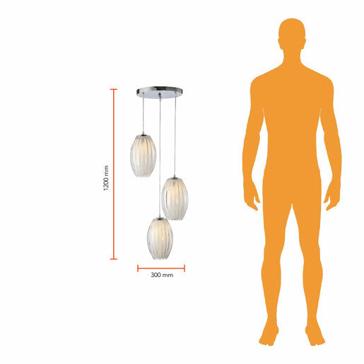 COLGANTE 3 LUCES ACRILICO/CRISTAL OPALINO 3X60W.TH0105/3 *** HA. LUMI ***