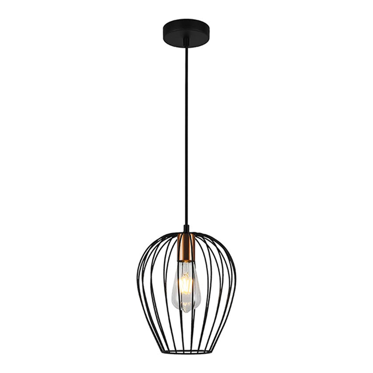 LUMINARIA COLGANTE COLOR NEGRO/COBRE 1 X 60 W BLOOM TECNOLITE HOME *** HA. LUMI ***