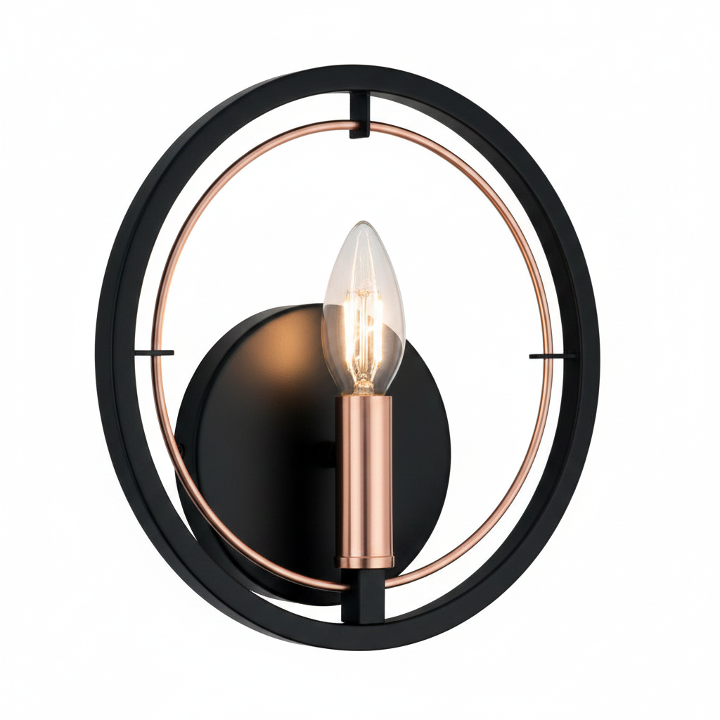 LUMINARIA DE PARED COLOR NEGRO/DORADO 1 X 40 W ERIS
