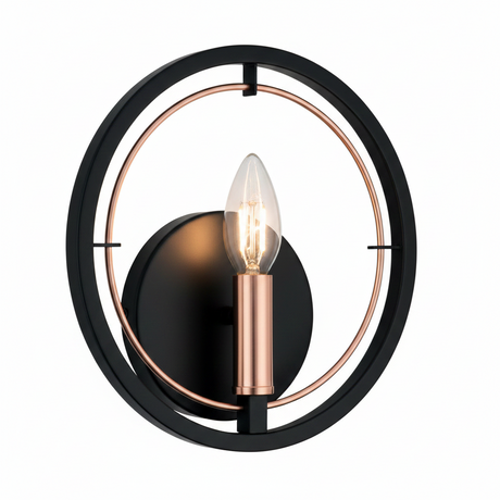 LUMINARIA DE PARED COLOR NEGRO/DORADO 1 X 40 W ERIS