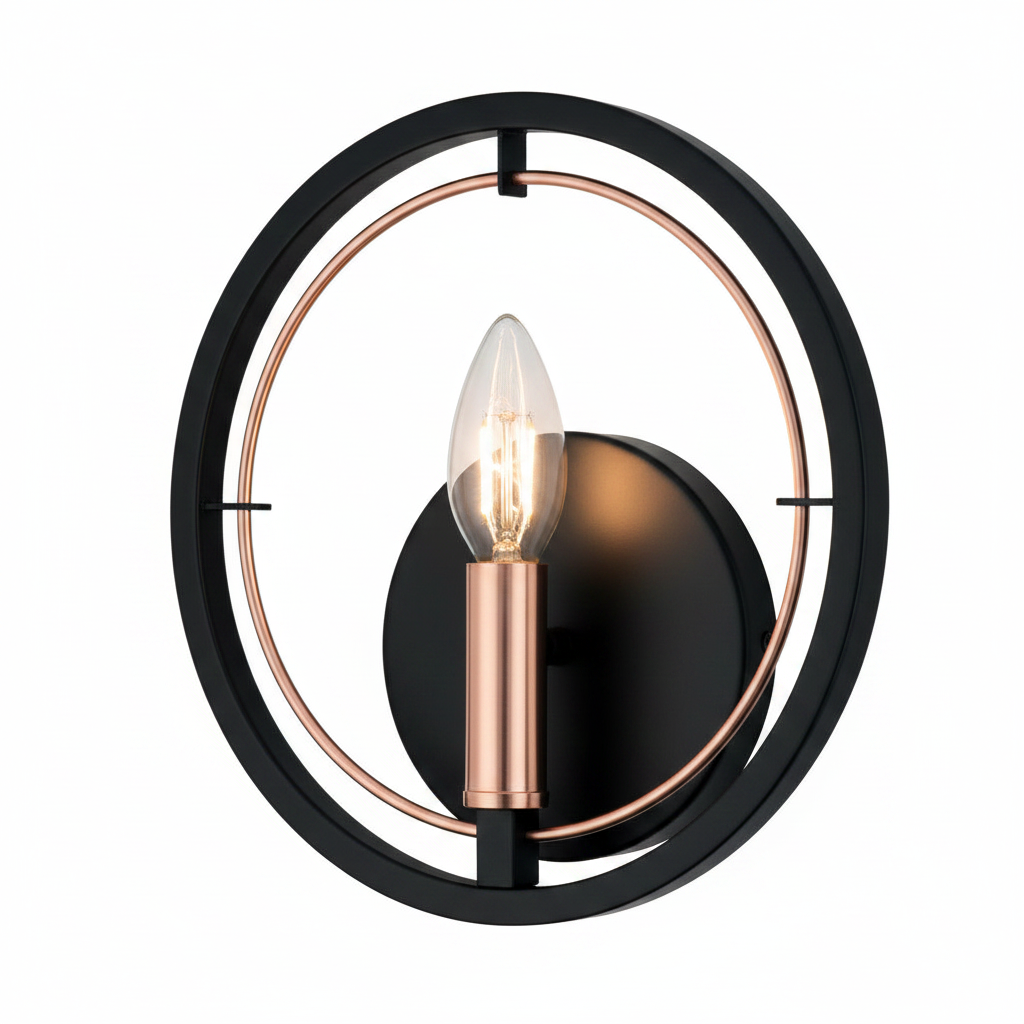 LUMINARIA DE PARED COLOR NEGRO/DORADO 1 X 40 W ERIS