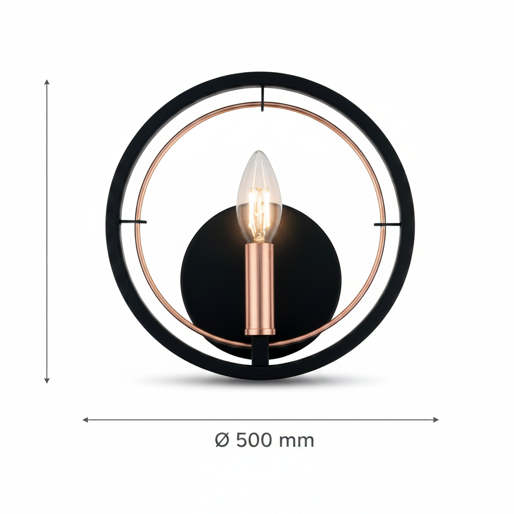 LUMINARIA DE PARED COLOR NEGRO/DORADO 1 X 40 W ERIS