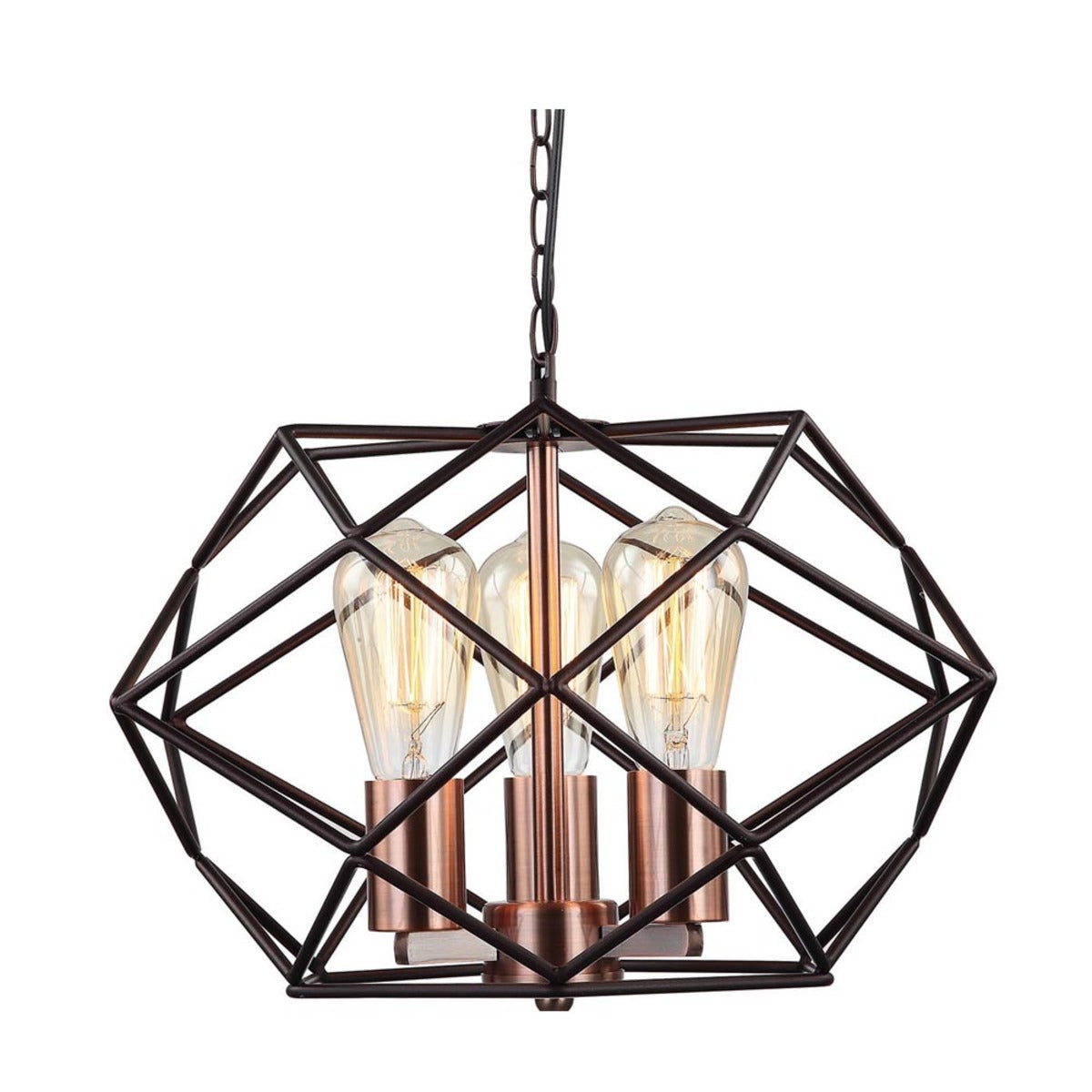 LUMINARIA COLGANTE NEGRO/COBRE 3 X 60 W CABANNA II *** EXHIBIDO ****** HAE ***