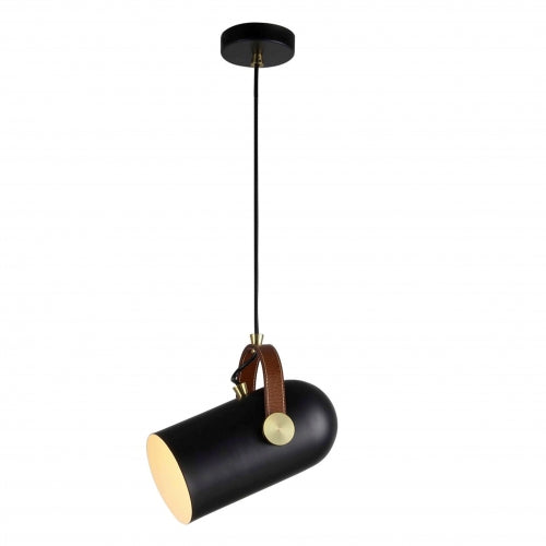 LUMINARIA COLGANTE NEGRO/PIEL 1X60W. NAVIS *** HA. LUMI ***