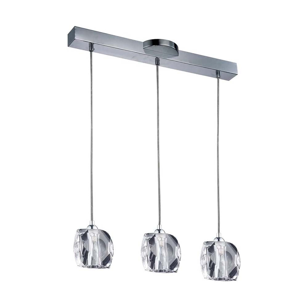 SUSPENDIDO CRISTAL ACABADO CROMO BASE G9 3 X 40 W SERIE CUARZO *** HAE ***