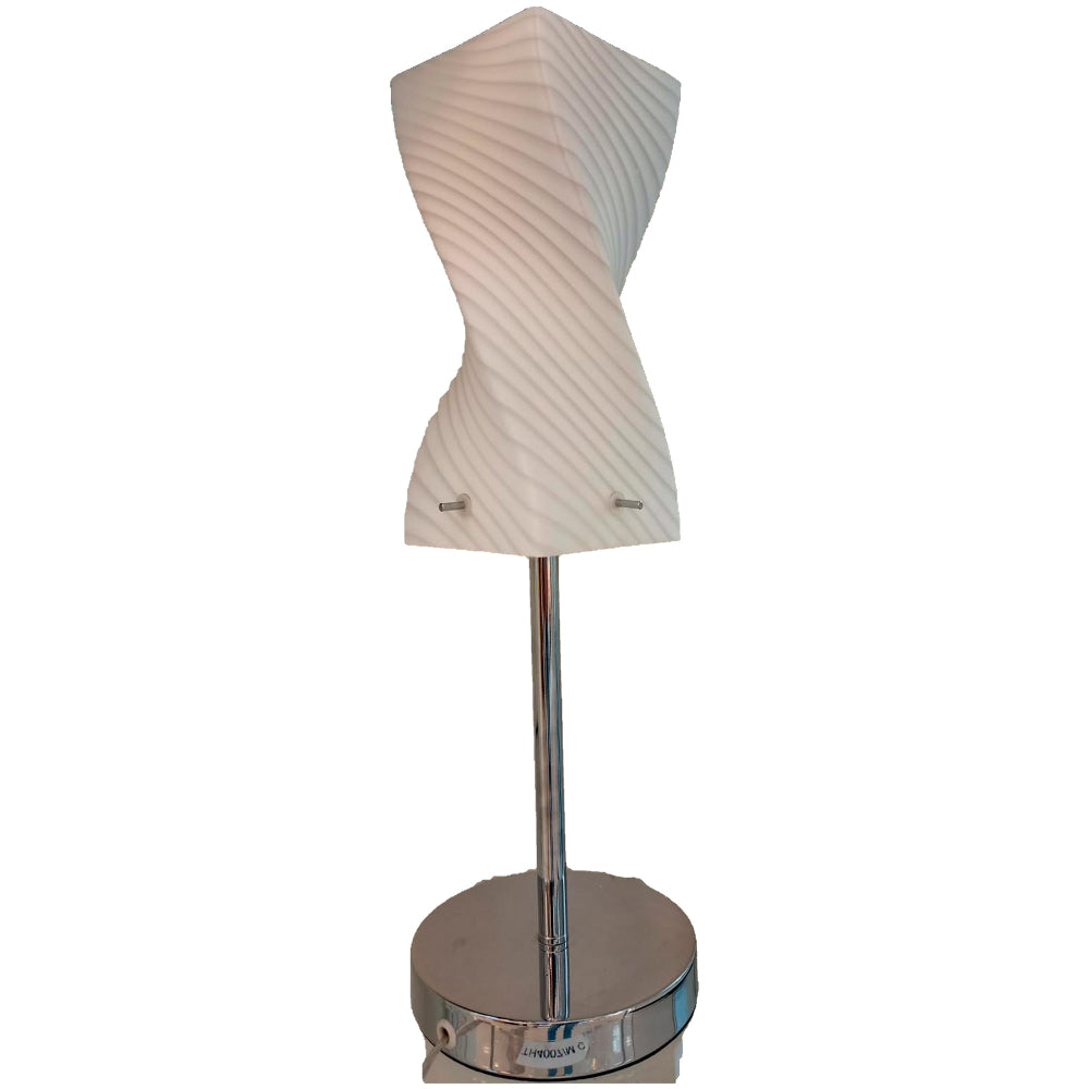 LUMINARIO MESA SIN FOCO CROMO CRISTAL OPALINO DUBAI *** PRODUCTOS CON EXIST. NAVE 7 ***