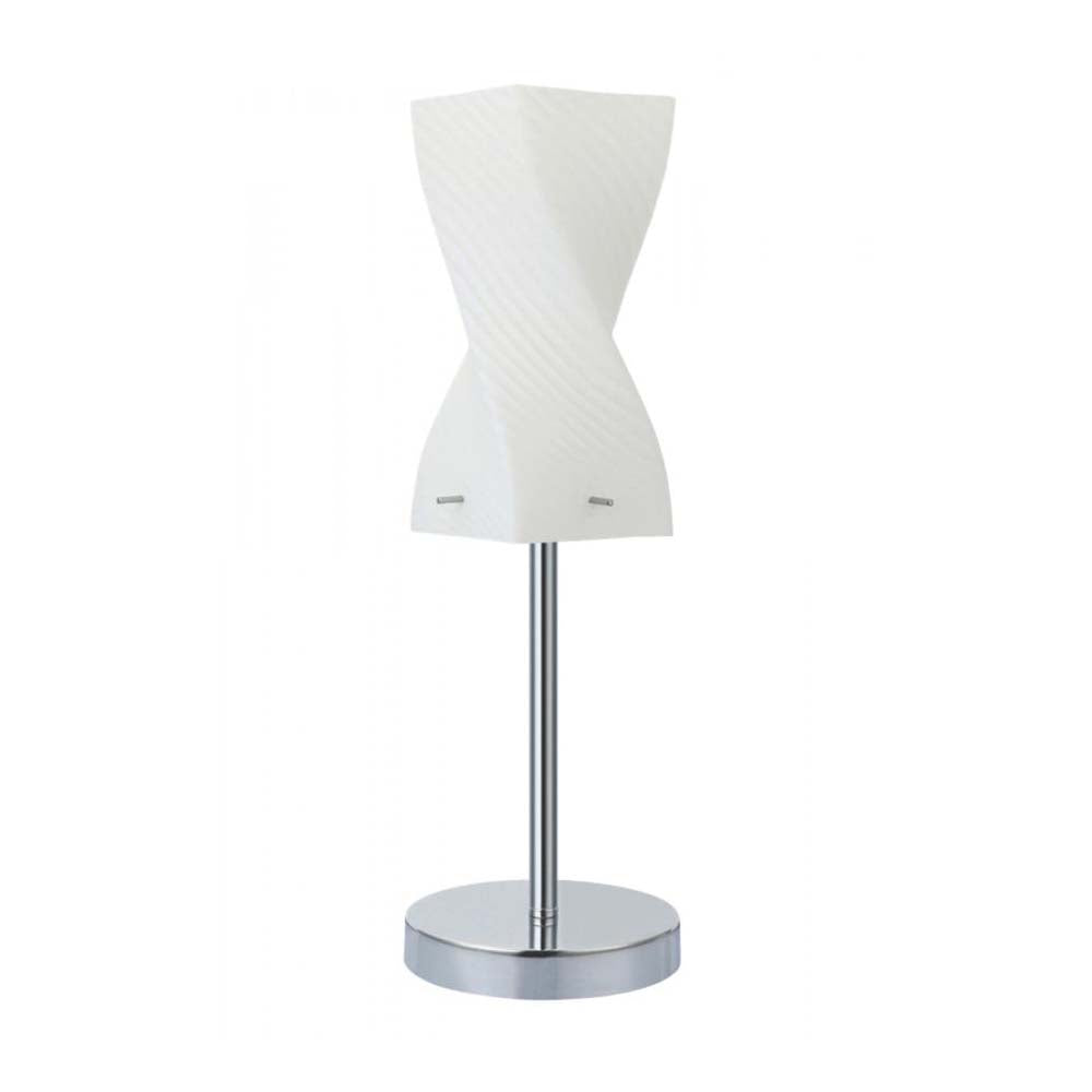 LUMINARIO MESA SIN FOCO CROMO CRISTAL OPALINO DUBAI *** PRODUCTOS CON EXIST. NAVE 7 ***