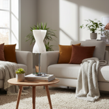 LUMINARIO MESA SIN FOCO CROMO CRISTAL OPALINO DUBAI *** PRODUCTOS CON EXIST. NAVE 7 ***