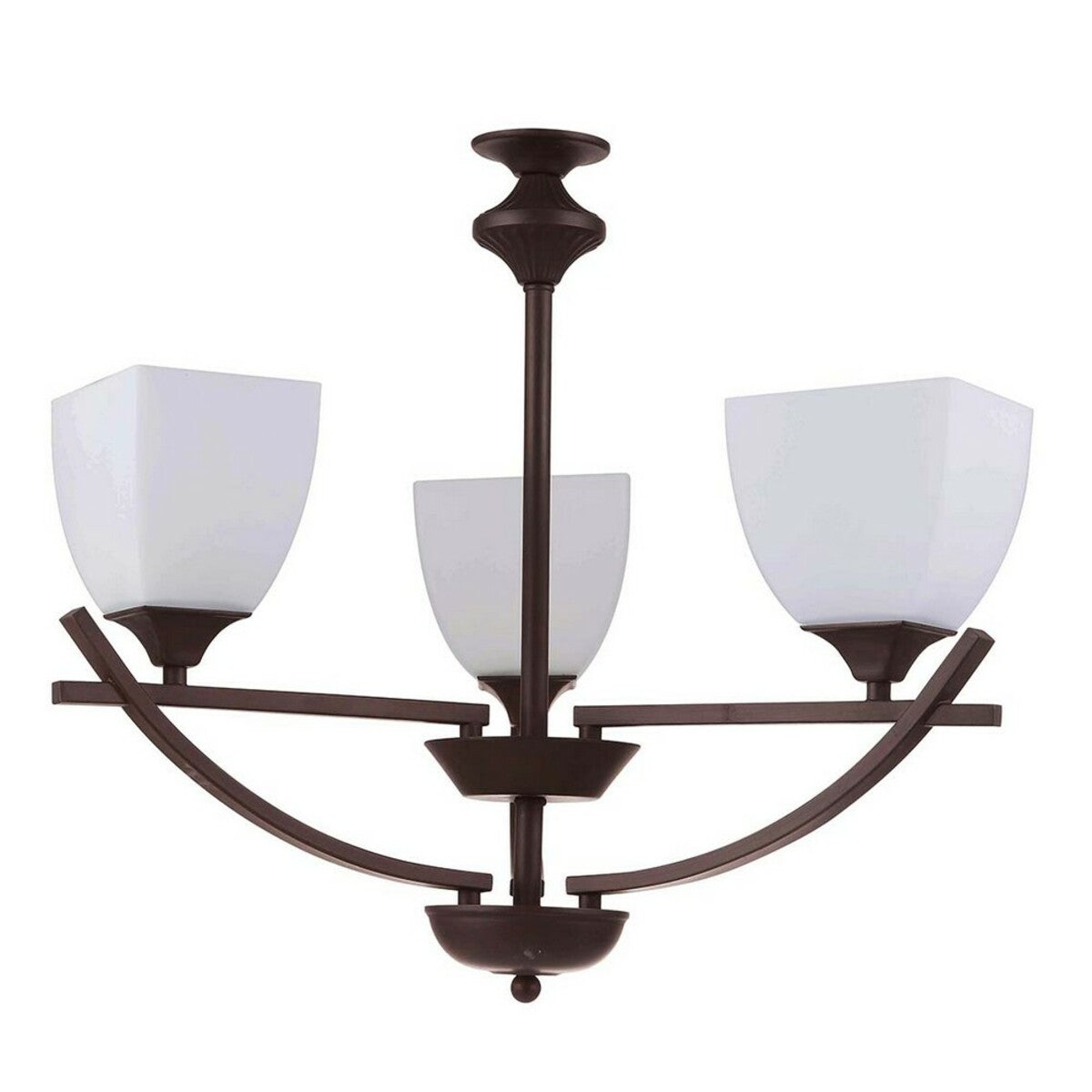 CANDIL CRISTAL OPALINO ACABADO CAFÉ OBSCURO 3 X 60 W SERIE TOKYO *** HA. LUMI ****** HAE ***