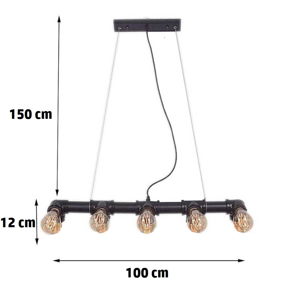 LUMINARIA COLGANTE NEGRO 5X60W. INDUSTRIK