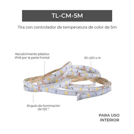 TIRA CON CONTROLADOR DE TEMPERATURA DE COLOR DE 5M MCA TECNOLITE ***HAE 2023*** ***HAE 2023***