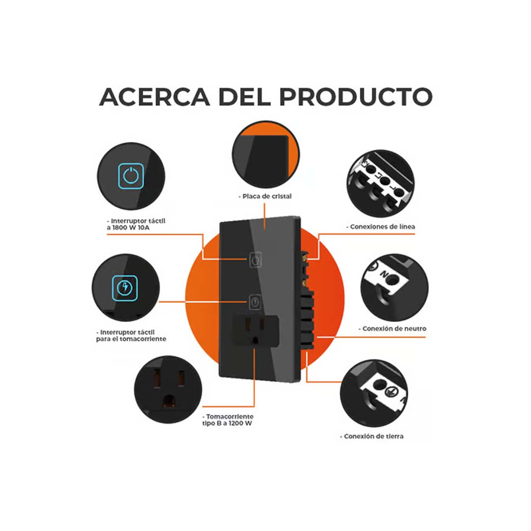 SWITCH SMART 1C + SMART PLUG 16A NEGRO