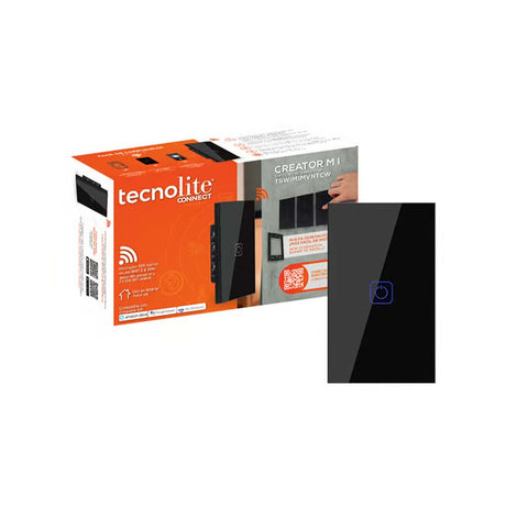 INTERRUPTOR 1C WIFI C/NEUTRO COLOR NGRO TECNOLITE