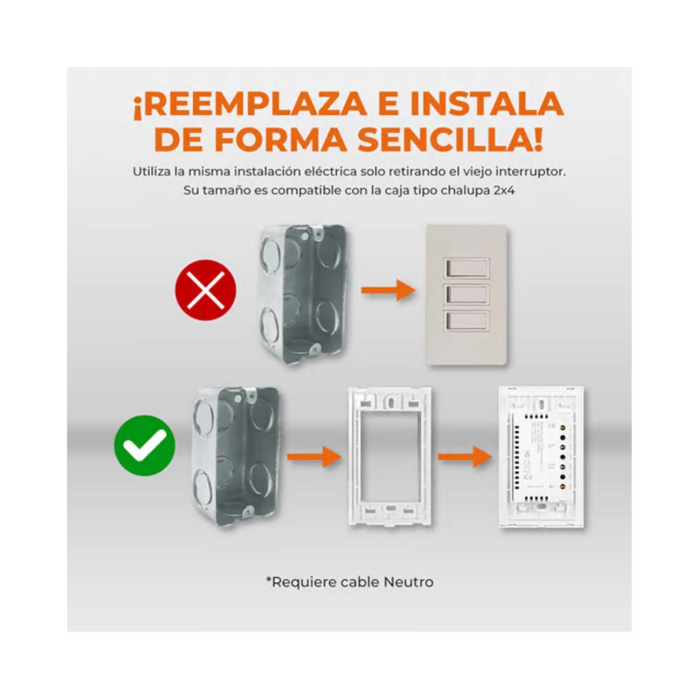 INTERRUPTOR 1C WIFI C/NEUTRO COLOR NGRO TECNOLITE