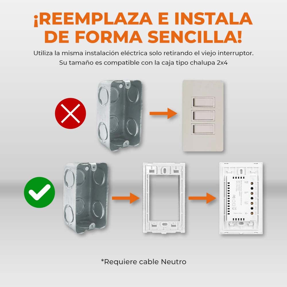 APAGADOR INTELIGENTE ***BLANCO*** CON 2 BOTONES, CREATOR II CONEXIÓN WIFI (REQUIERE CABLE NEUTRO)