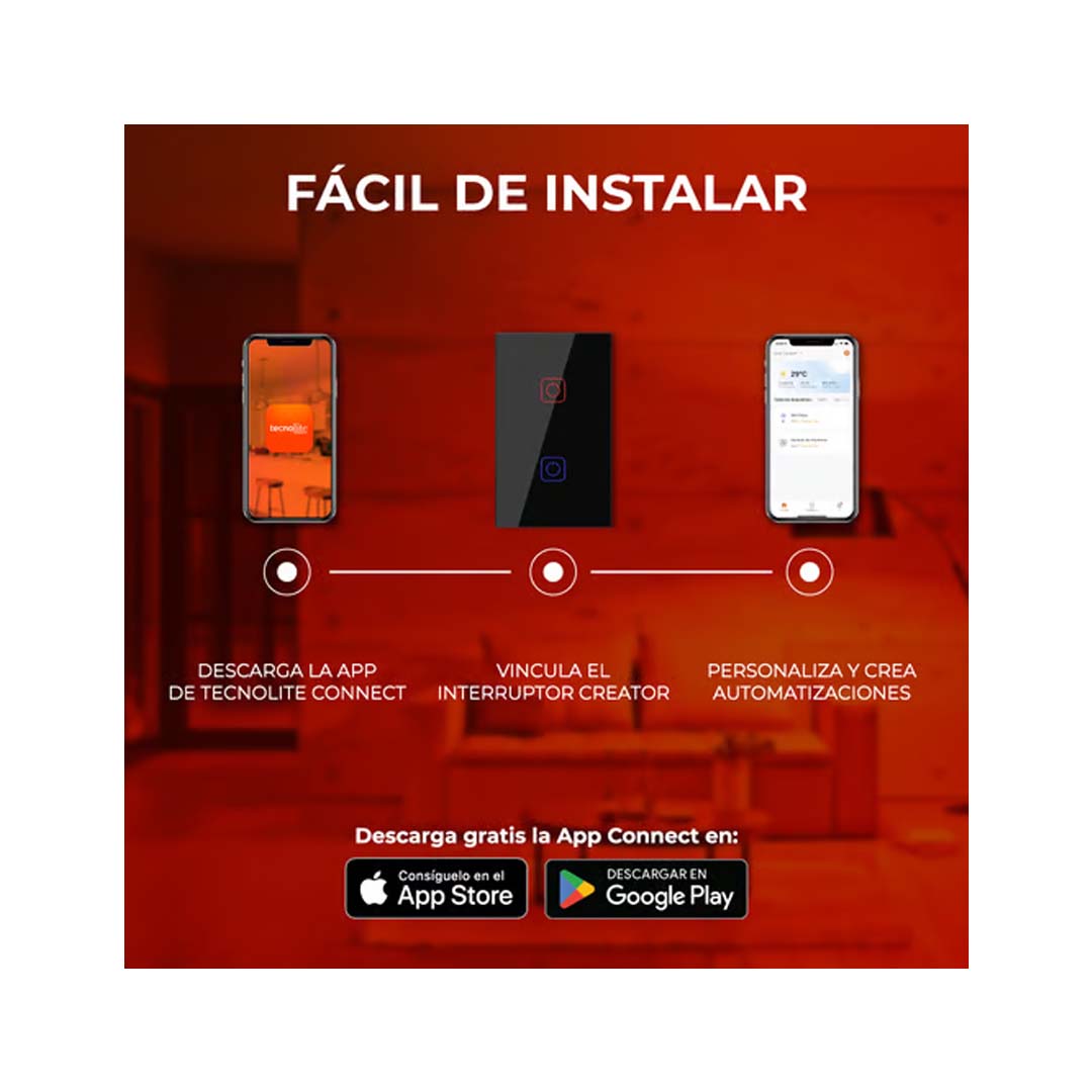 INTERRUPTOR 2C WIFI C/NEUTRO COLOR NGRO TECNOLITE