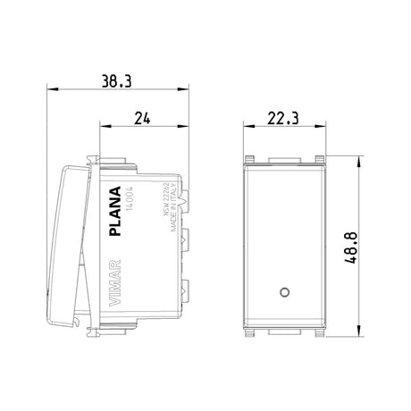 CONMUTADOR 1P 10AX. 250V. 1 MOD. ILUMINABLE SILVER PLANA VIMAR