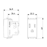TOMACORRIENTE 2P+T 15A/127V. 1 MOD. USA SILVER PLANA VIMAR