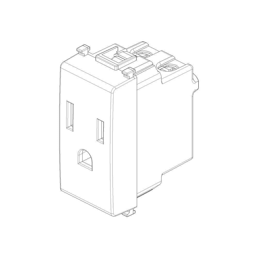 TOMACORRIENTE 2P+T 15A/127V. 1 MOD. USA SILVER PLANA VIMAR