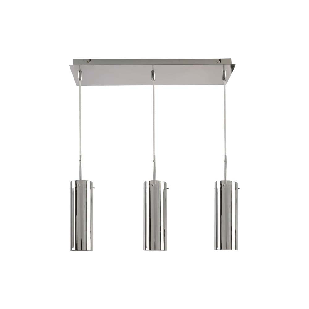 LÁMPARA COLGANTE DE 3 LUCES CALUX 105W 127V 3XGU10 ACABADO CROMO-CRISTAL