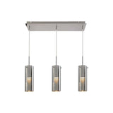 LÁMPARA COLGANTE DE 3 LUCES CALUX 105W 127V 3XGU10 ACABADO CROMO-CRISTAL