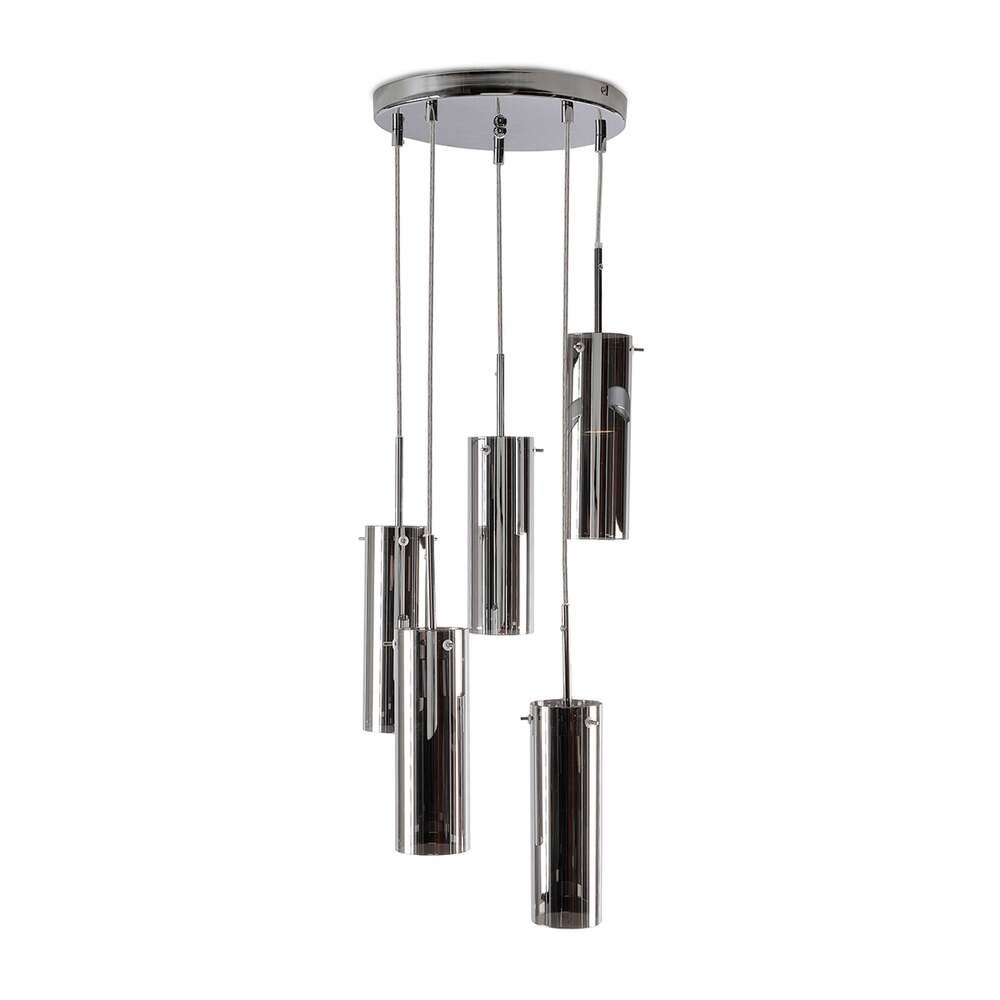 LÁMPARA COLGANTE DE 5 LUCES CALUX 175W 127V 5XGU10 ACABADO CROMO/CRISTAL