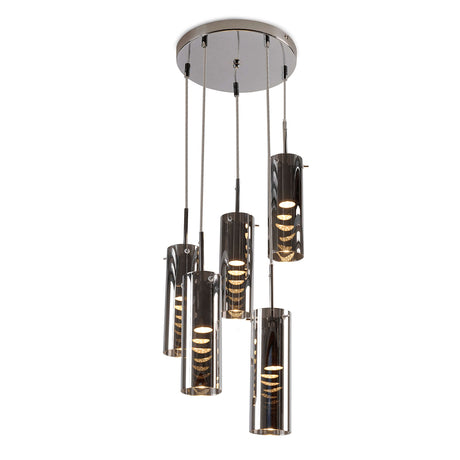 LÁMPARA COLGANTE DE 5 LUCES CALUX 175W 127V 5XGU10 ACABADO CROMO/CRISTAL