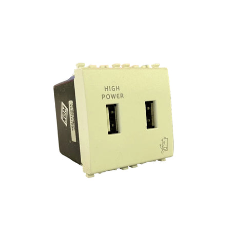 UNIDAD ALIMENTACION USB 5V.  2.1A. 2 MOD. 120-230V. BLANCO EIKON VIMAR