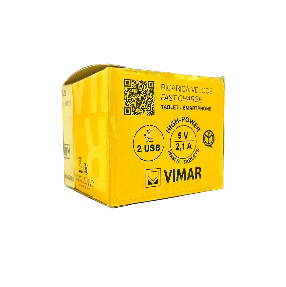 UNIDAD ALIMENTACION USB 5V.  2.1A. 2 MOD. 120-230V. BLANCO EIKON VIMAR