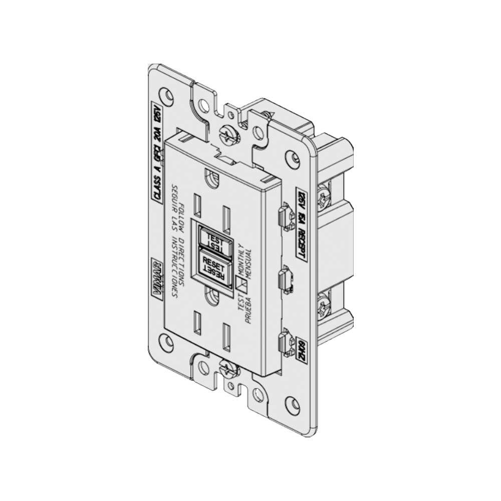 TOMACORRIENTE DUPLEX 2P+T 15A/125V. USA C/GFCI NEXT EVO VIMAR COLOR GRIS