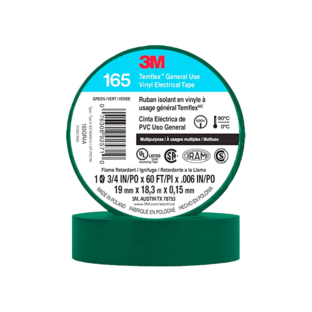 CINTA TEMFLEX 165 VERDE 19MMX.018M *** OFRECER ST17-075-66GR ***