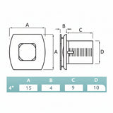 EXTRACTOR DE AIRE 4" 90M3/HR. SATIN ABS/ACERO INOX. *** OFRECER 1304-INOX ***