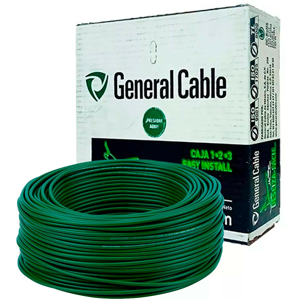 CAJA CABLE THW-LS PDIC CALIBRE  8  VERDE GENERAL CABLE