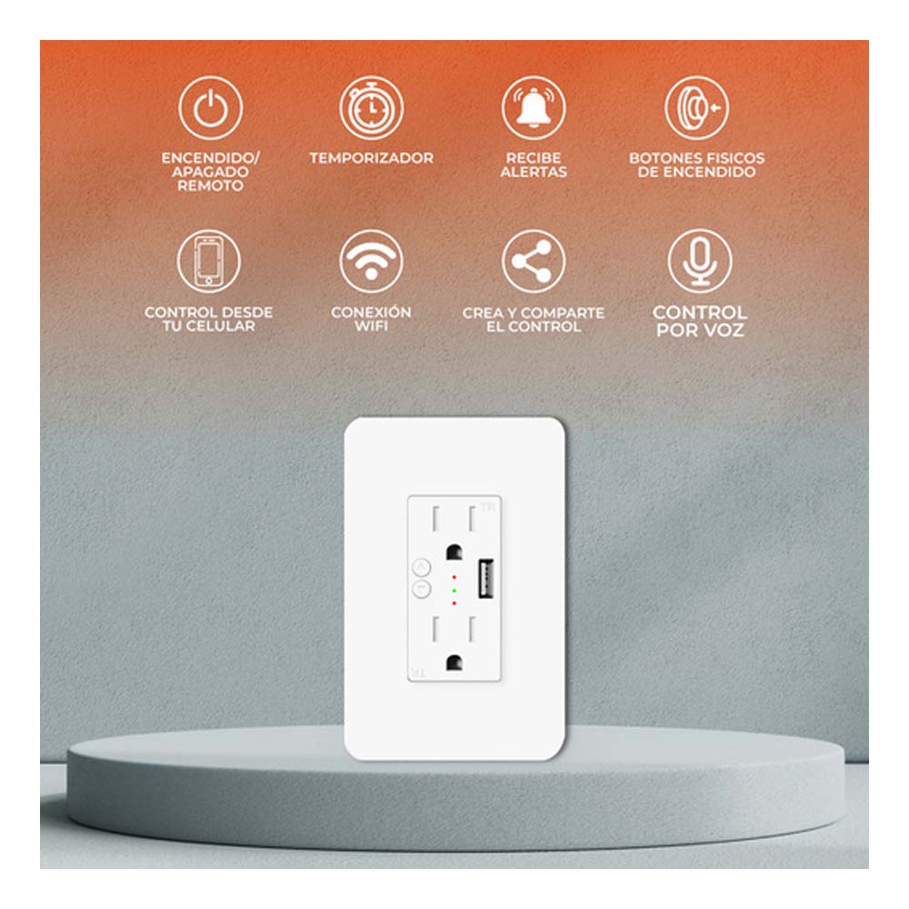 ENCHUFE WIFI 2 SALIDAS .5W 100-240VCA