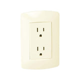 TOMA DUPLEX POLARIZADA C/TIERRA UN CUERPO 15A/125V. MARFIL C/PLACA