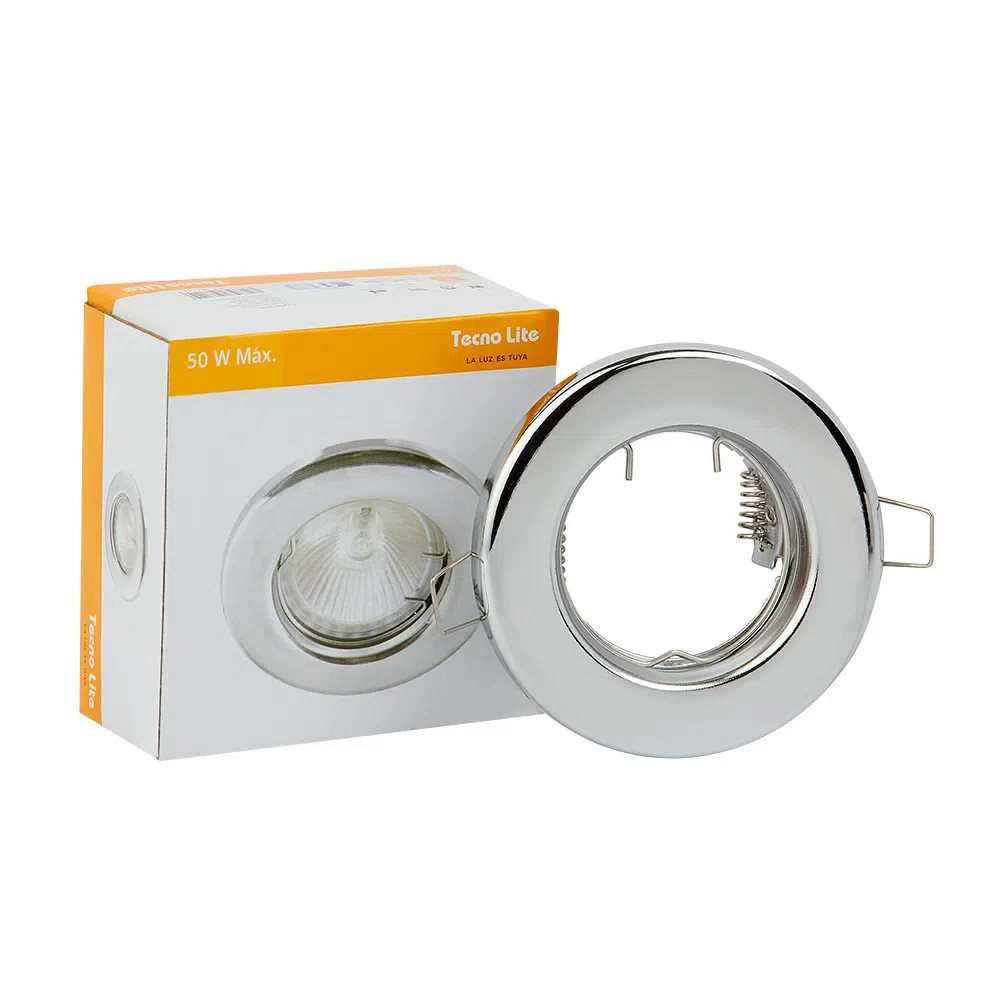 LÁMPARA DE INTERIOR EMPOTRABLE ALEZIO TECNOLITE POTENCIA MÁXIMA 50W BASE GX5.3 COMPACTO FOCO MR16 NO INCLUIDO CROMADO