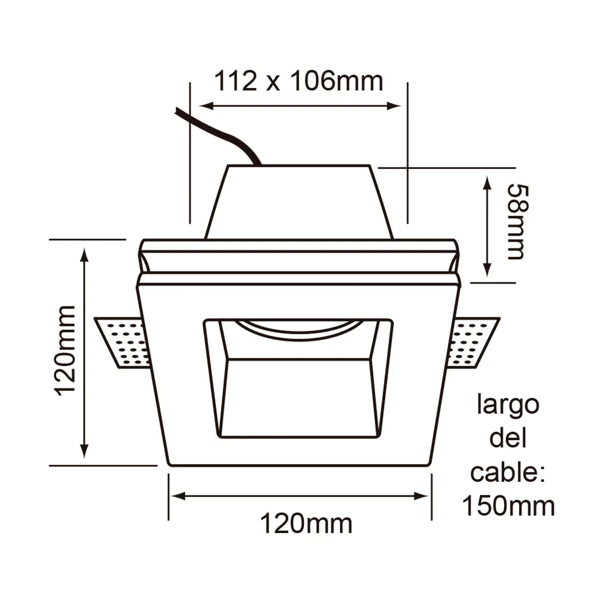LÁMPARA EMPOTRABLE TECNOLITE AHMEDABAD I DE YESO SIN MARCO 60W BASE GX5.3