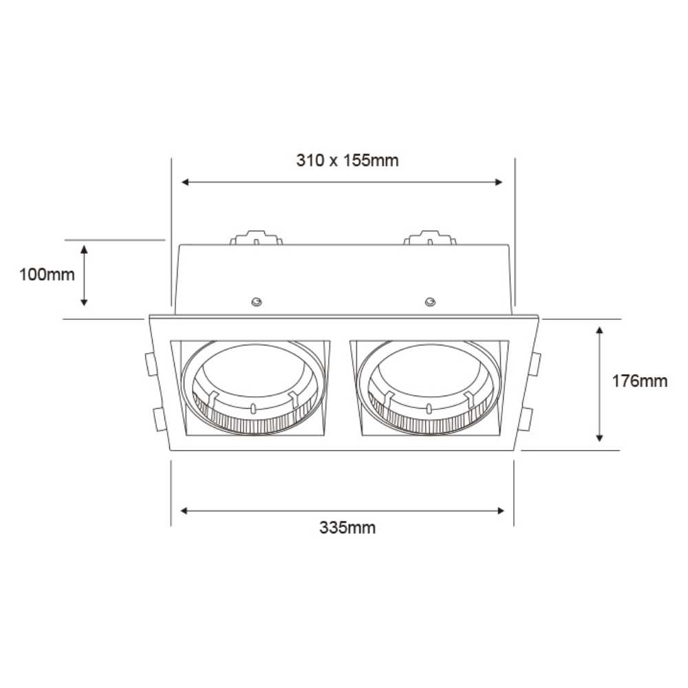 LAMPARA EMPOTRABLE DOWNLIGHT DIRIGIBLE POTENCIA MAX. 100 W 2 BASES G53 FOCOS AR111 NO INCLUIDOS