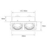 LAMPARA EMPOTRABLE DOWNLIGHT DIRIGIBLE POTENCIA MAX. 100 W 2 BASES G53 FOCOS AR111 NO INCLUIDOS