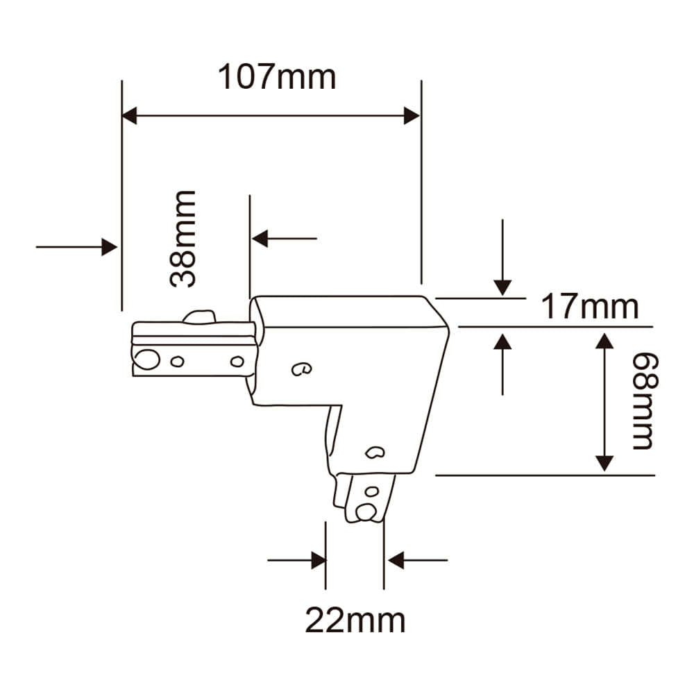 CONECTOR ESCUADRA PARA RIEL DE SPOT TECNOLITE CONECTOR L COLOR NEGRO 3 HILOS