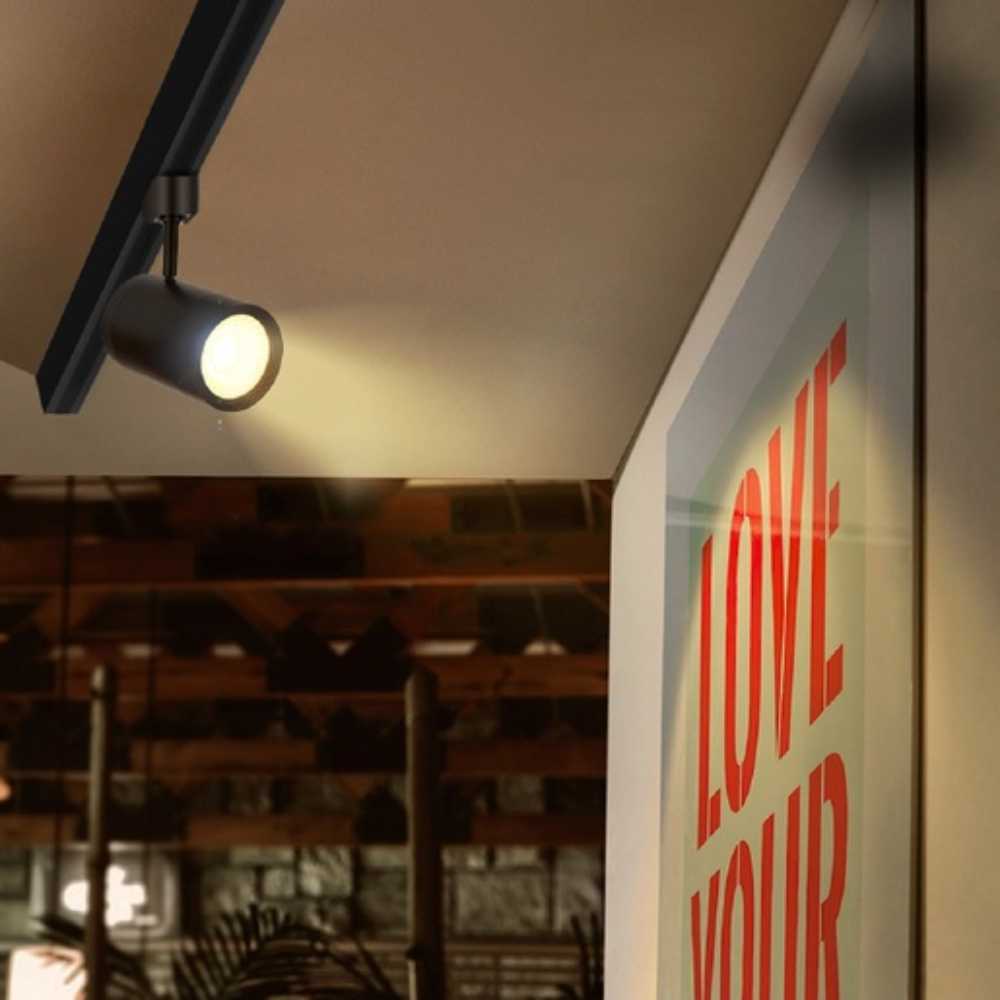 SPOT DE RIEL LED HALLEY I TECNOLITE DIRIGIBLE 14.5W LUZ SUAVE CÁLIDA LED INTEGRADO NEGRO