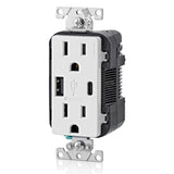 CONTACTO DUPLEX CON CARGADOR USB TIPO A Y C 15A. BLANCO LEVITON