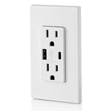 CONTACTO DUPLEX CON CARGADOR USB TIPO A Y C 15A. BLANCO LEVITON