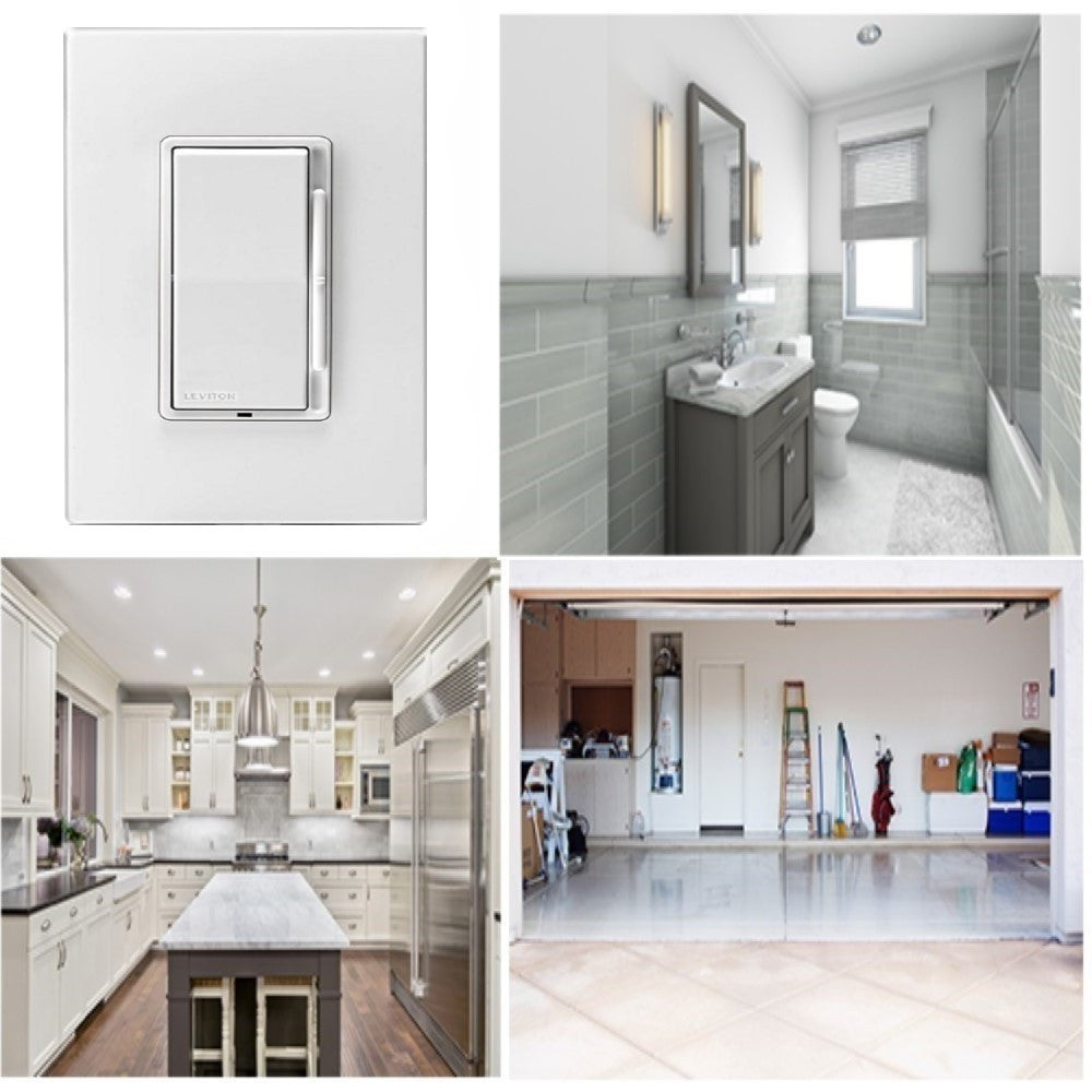 DIMMER BALANCIN CON BARRA LATERAL P/LED 300W, CFL, INCAND.600W 120V BLANCO DECORA  LEVITON