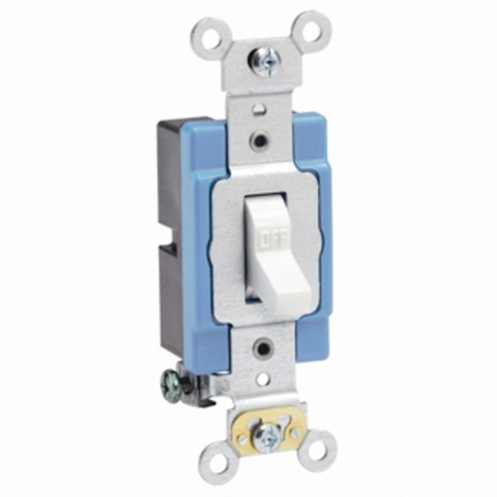APAGADOR DE PALANCA SILENCIOSO INDUSTRIAL 2 POLOS 15A/120-277V. BLANCO LEVITON