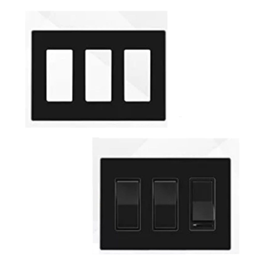 PLACA DECORA PLUS 3 UNIDADES NEGRA MCA LEVITON