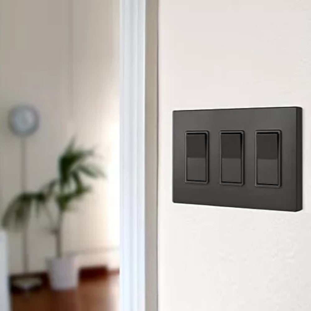 PLACA DECORA PLUS 3 UNIDADES NEGRA MCA LEVITON